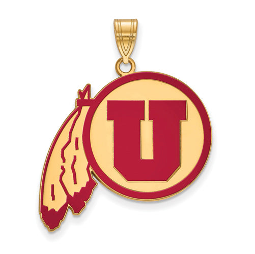 SS w/GP University of Utah XL Enamel Pendant