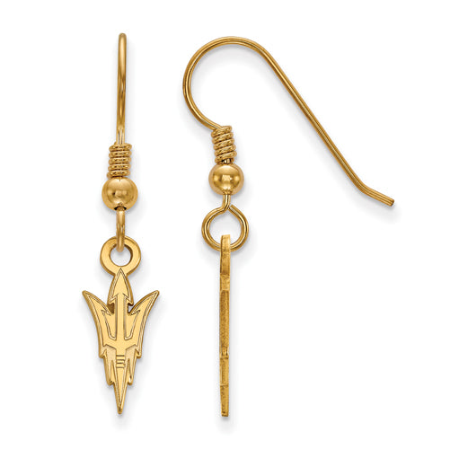 SS w/GP Arizona State University Small Pitchfork Dangle Earrings