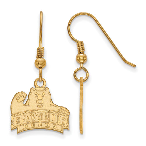 SS w/GP Baylor University Small Dangle Earrings