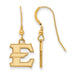 Sterling Silver Gold-plated LogoArt East Tennessee State University Letter E Small Dangle Wire Earrings