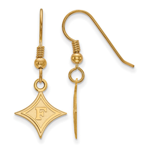 SS w/GP Furman University Small Dangle Earrings