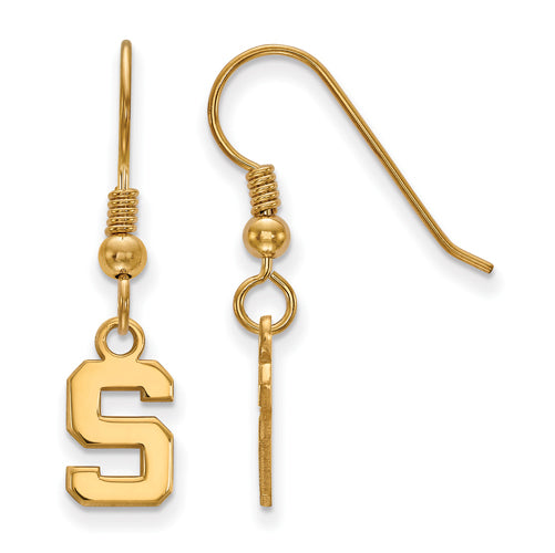 SS w/GP Michigan State University XS Dangle Letter S Earrings