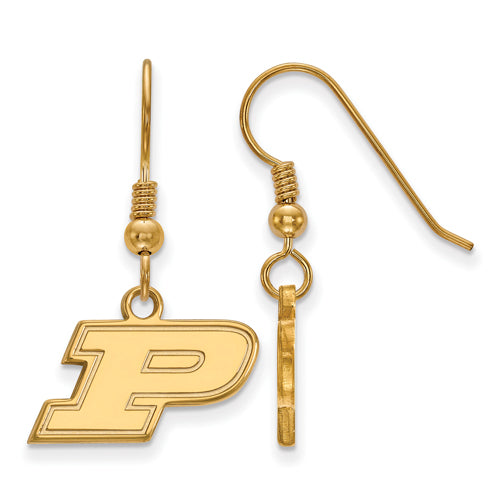 SS w/GP Purdue XS Letter P Dangle Earrings
