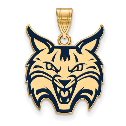 Sterling Silver Gold-plated LogoArt Quinnipiac University Bobcat Large Enameled Pendant