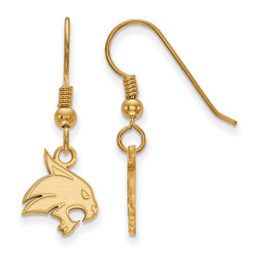 SS w/GP Texas State University Small Bobcat Dangle Earrings