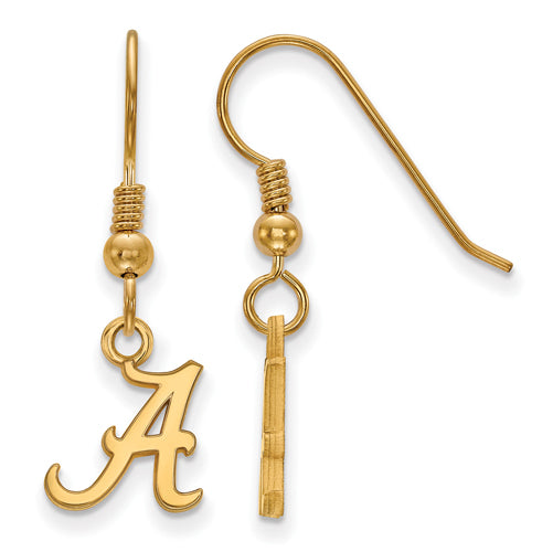 SS w/GP University of Alabama Letter A XS Dangle Wire Earrings