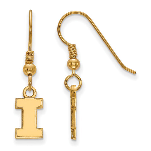 SS w/GP University of Illinois XS Letter I Dangle Earrings