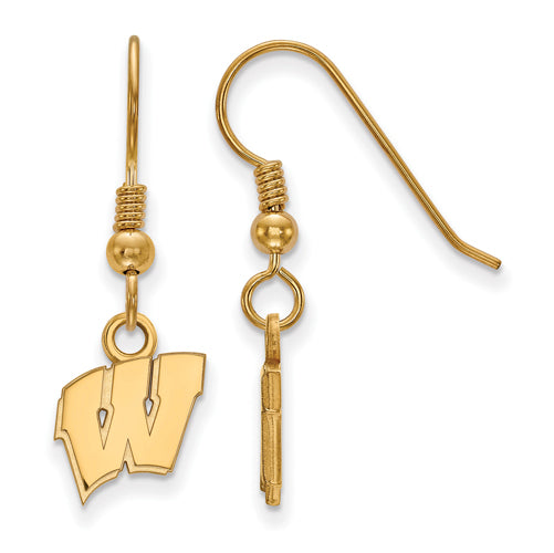 SS w/GP University of Wisconsin XS Letter W Dangle Earrings