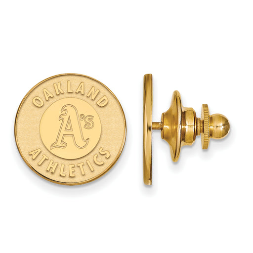 Sterling Silver Gold-plated MLB LogoArt Oakland Athletics Pin