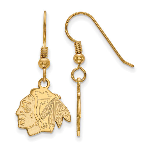 SS w/GP NHL Chicago Blackhawks Small Dangle Earrings