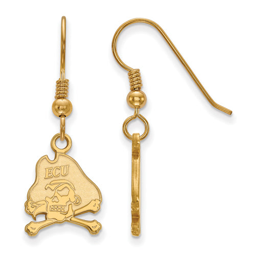 SS w/GP East Carolina University Small Pirates Dangle Earrings