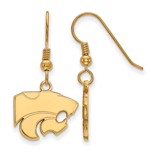 SS w/GP Kansas State University Small Wildcat Dangle Earrings