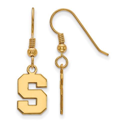 SS w/GP Michigan State University Small Dangle Letter S Earrings