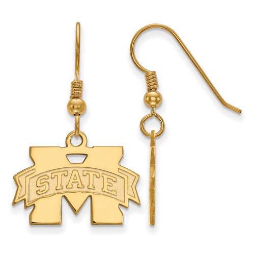 SS w/GP Mississippi State University Small Dangle M w/ STATE Earrings