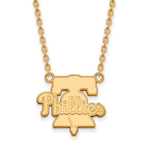 14ky MLB  Philadelphia Phillies Large Logo Pendant w/Necklace