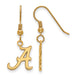 SS w/GP Univof Alabama Letter A Small Dangle Wire Earrings