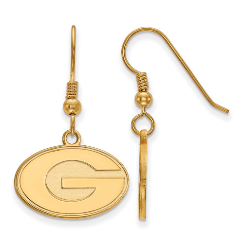 SS w/GP University of Georgia Small Letter G Dangle Wire Earrings