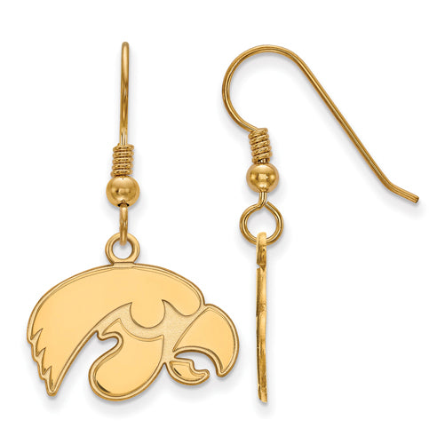 SS w/GP University of Iowa Small Dangle Hawk Earrings