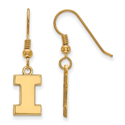 SS w/GP University of Illinois Small Letter I Dangle Earrings