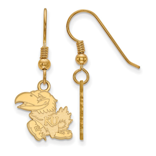 SS w/GP University of Kansas Small Full Body Dangle Earrings