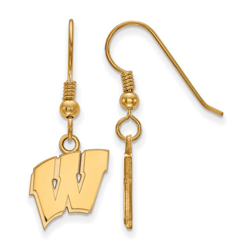 SS w/GP University of Wisconsin Small Letter W Dangle Earrings