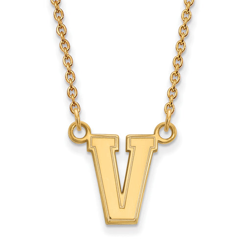 SS w/GP Vanderbilt University Small V Pendant w/Necklace
