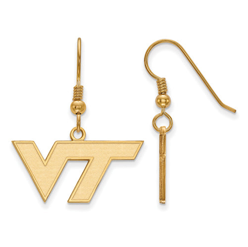SS w/GP Virginia Tech Small VT Logo Dangle Earrings
