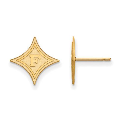 SS w/GP F Logo Furman University Small Post Earrings
