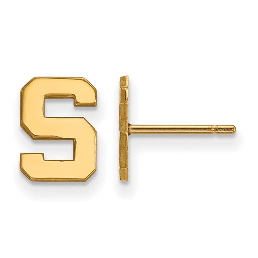 Sterling Silver Gold-plated LogoArt Michigan State University Letter S Extra Small Post Earrings