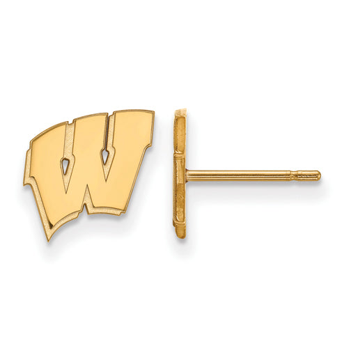 14ky University of Wisconsin XS Letter W Post Earrings