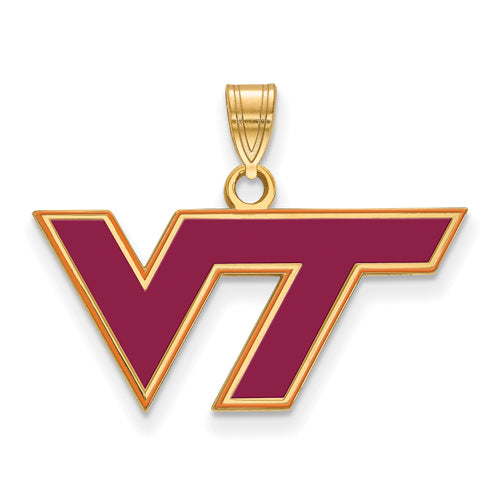 SS w/GP Virginia Tech Medium Enamel VT Logo Pendant