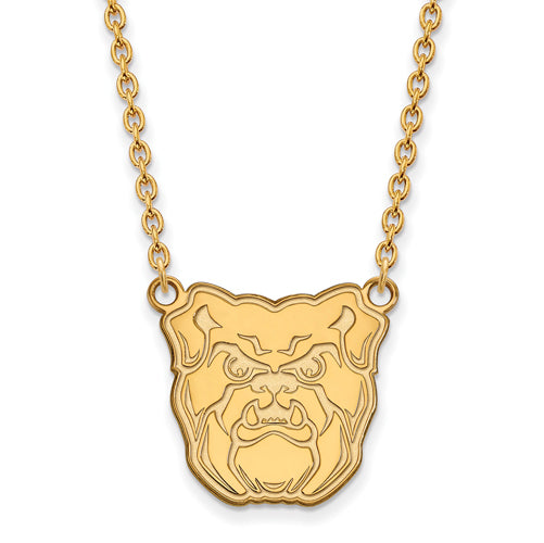 SS w/GP Butler University Large Bulldog Heavy Pendant w/Necklace