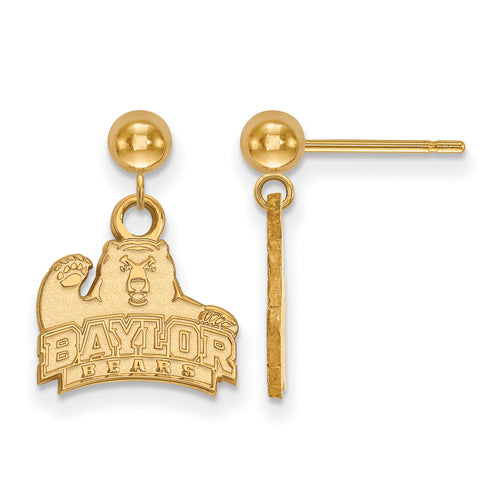 SS w/GP Baylor University Dangle Ball Earrings