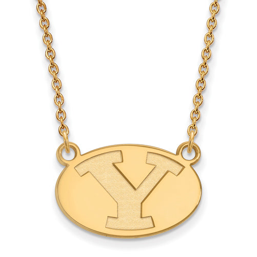 14ky Brigham Young University Small Disc Logo Pendant w/Necklace