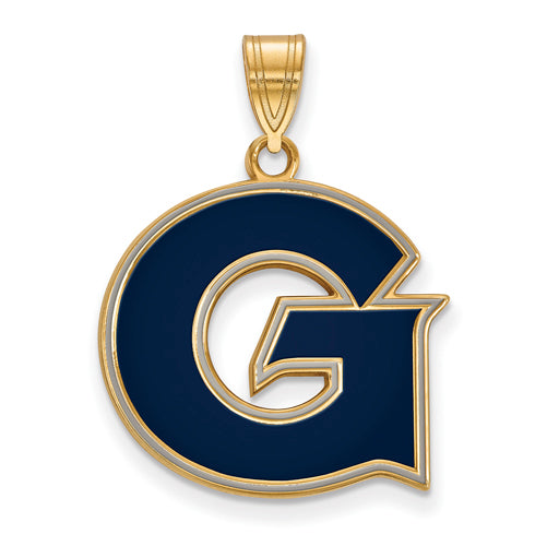 SS w/GP Georgetown University Large Letter G Enameled Pendant