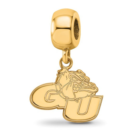 Sterling Silver Gold-plated LogoArt Gonzaga University G-U Bulldog Small Dangle Bead Charm
