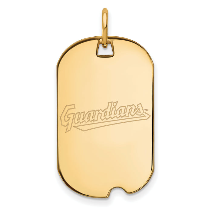 14k Gold MLB LogoArt Cleveland Guardians Small Dog Tag Pendant