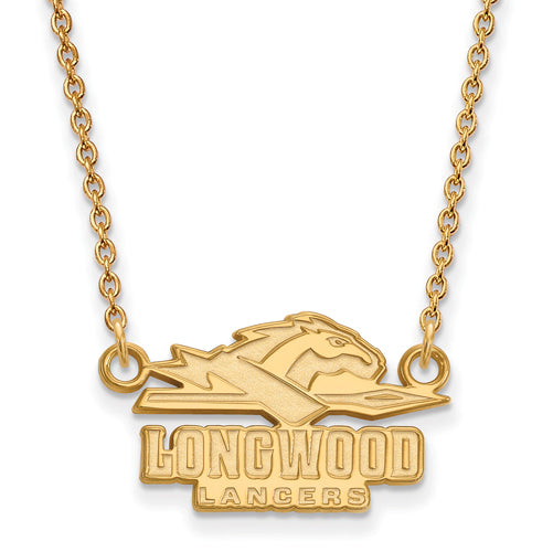 14ky Longwood University Small Lancers Pendant w/Necklace
