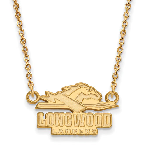 14ky Longwood University Small Pendant w/Necklace