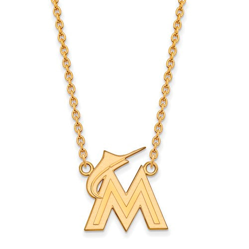 14ky MLB  Miami Marlins Large Pendant w/Necklace