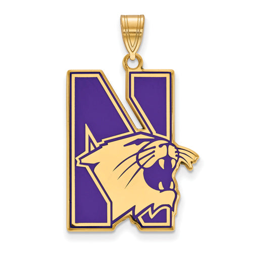 SS w/GP Northwestern University XL Enamel Pendant