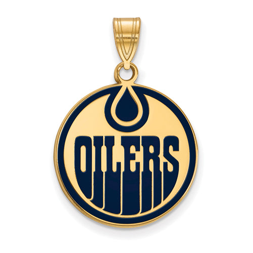 SS w/GP NHL Edmonton Oilers Large Enamel Pendant