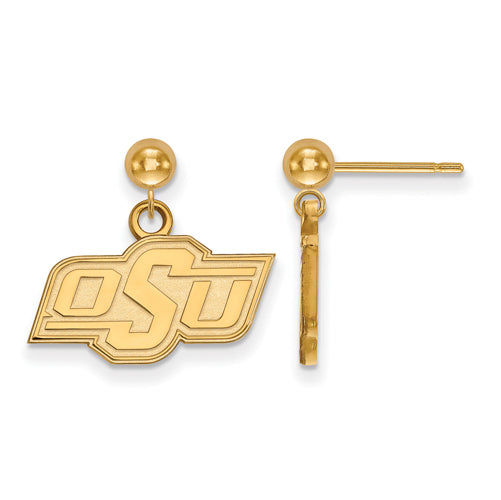 SS w/GP Oklahoma State University Earrings Dangle Ball