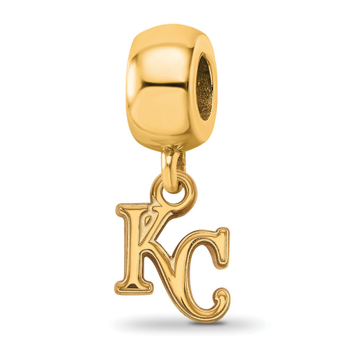 Sterling Silver Gold-plated MLB LogoArt Kansas City Royals K-C Extra Small Dangle Bead