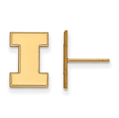 SS w/GP University of Illinois Small Post I Post Earrings