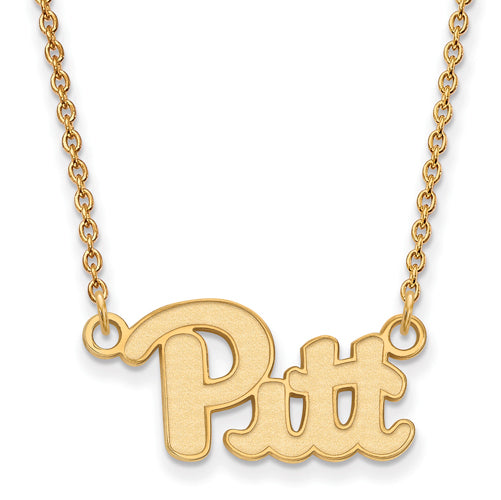 SS w/GP U of Pittsburgh Small Pitt Pendant w/Necklace