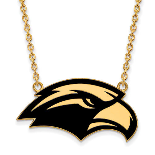SS w/GP U of Southern Miss Large Enamel Eagle Pendant w/Necklace