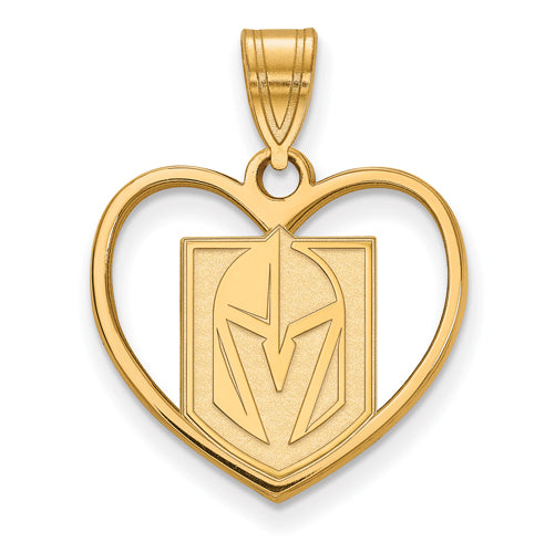 GP Sterling Silver Vegas Golden Knights Pendant in Heart