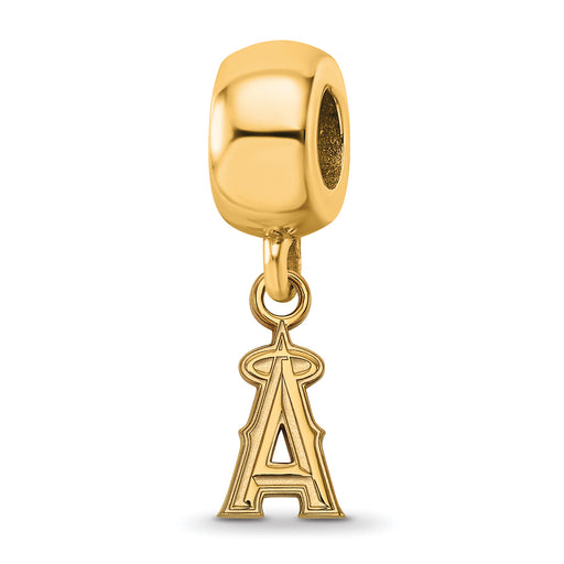 Sterling Silver Gold-plated MLB LogoArt Los Angeles Angels Extra Small Dangle Charm Bead