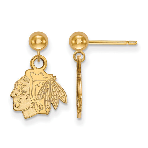 14ky NHL Chicago Blackhawks Earrings Dangle Ball